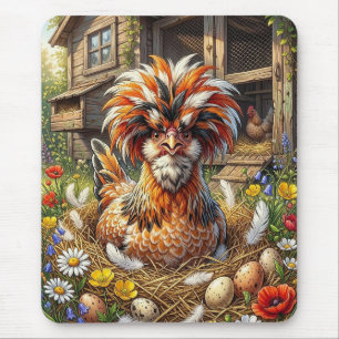 Cute and Whimsical Polish Chicken Coop Mouse Mat