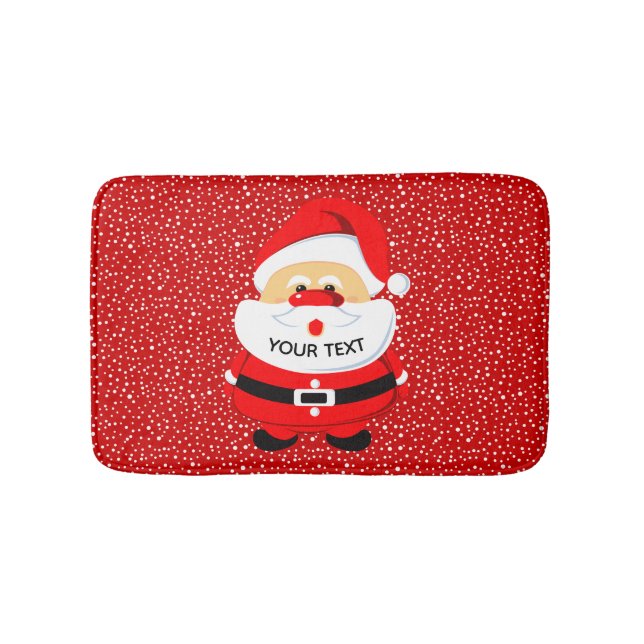 Cute and whimsical Santa Claus, Christmas holiday Bath Mat (Front)