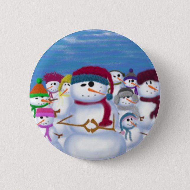 Cute and Whimsical Snowmen 6 Cm Round Badge (Front)