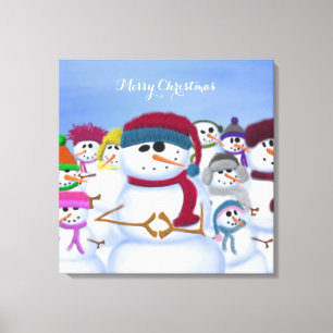 Cute and Whimsical Snowmen Canvas Print