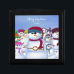 Cute and Whimsical Snowmen Gift Box<br><div class="desc">Cute and whimsical snowmen are chilling together as they keep each other nice and cold on a winter day. All the snowmen are wearing colourful and creative hats and scarves. Personalise this whimsical snowmen keepsake gift box by adding your own text, or deleting it to leave it blank. Based on...</div>