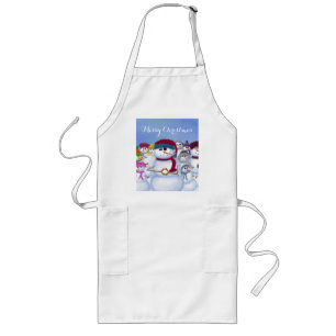 Cute and Whimsical Snowmen Long Apron