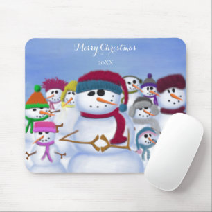 Cute and Whimsical Snowmen Mouse Mat