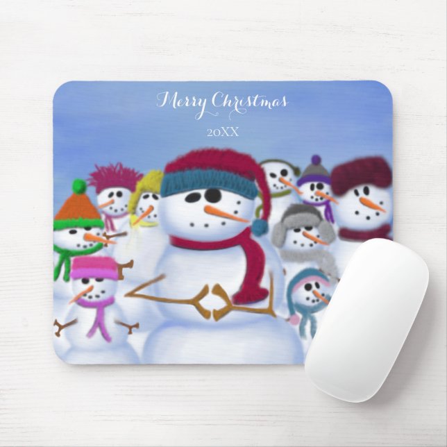 Cute and Whimsical Snowmen Mouse Mat (With Mouse)