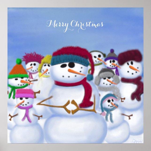 Cute and Whimsical Snowmen Poster (Front)