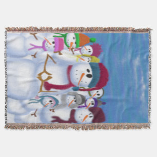 Cute and Whimsical Snowmen Throw Blanket
