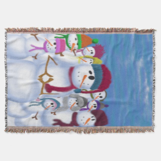 Cute and Whimsical Snowmen Throw Blanket (Front)