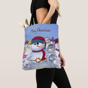 Cute and Whimsical Snowmen Tote Bag