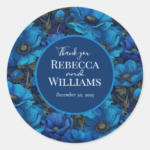 Cute Anemones Flower Vineyard Wedding Classic Round Sticker