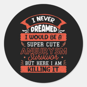 Cute Aneurysm Survivor Brain Surgery Awareness Gra Classic Round Sticker