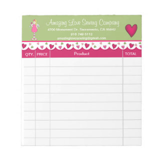 Cute Angel and Hearts sales receipt Notepad