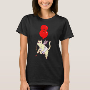 Cute Angel Cat  8th Birthday  Kids Balloon Party T-Shirt