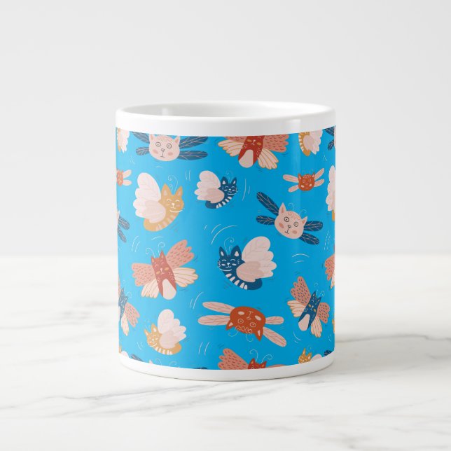 Cute angel cats pattern  large coffee mug (Front)