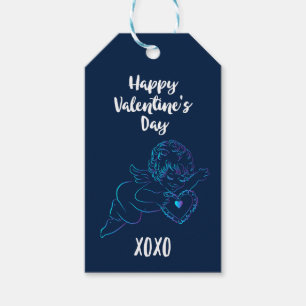 Cute Angel Cherub Holding a Lace Valentine Heart Gift Tags