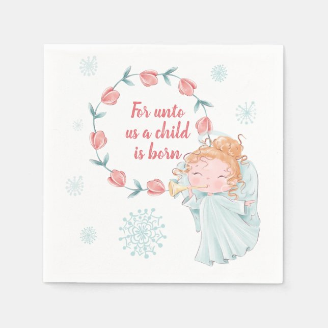 Cute Angel Christmas Napkin (Front)