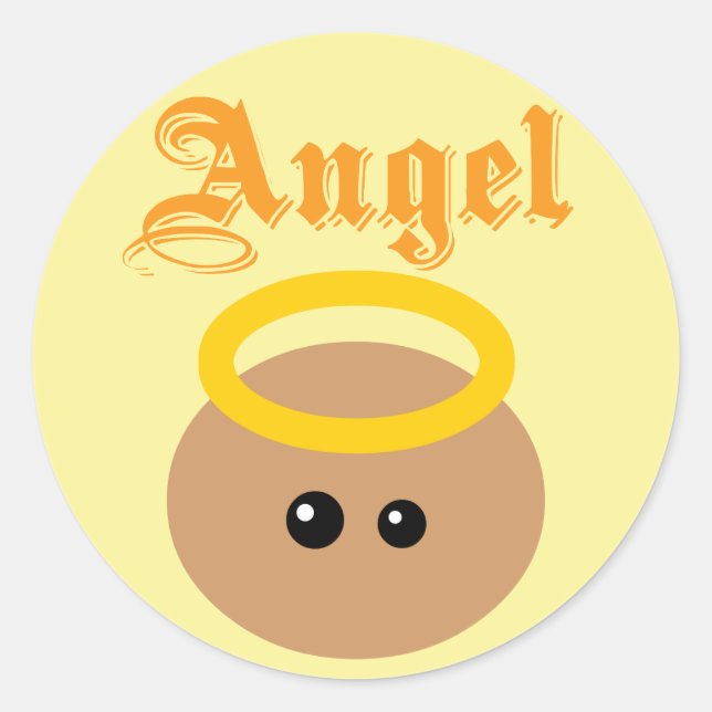 Cute Angel Classic Round Sticker (Front)