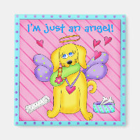 Cute Angel Dog with Wings on Pink
