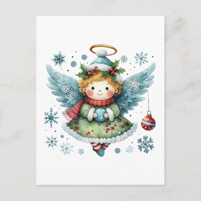 Cute Angel Folk Art Style  Postcard (Front)