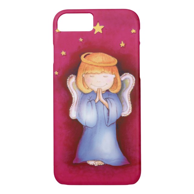 Cute angel girl red pink iphone case (Back)