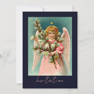 Cute Angel In Pink Dress Invitation