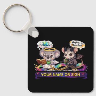 Cute Angel Koala and Chaos Opossum - Love & Mayhem Key Ring