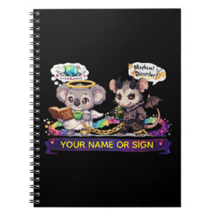 Cute Angel Koala and Chaos Opossum - Love & Mayhem Notebook
