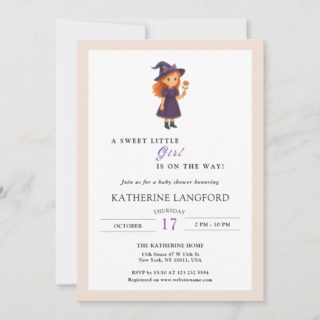 Cute Angel on the Way Halloween Baby Shower Invitation (Front)