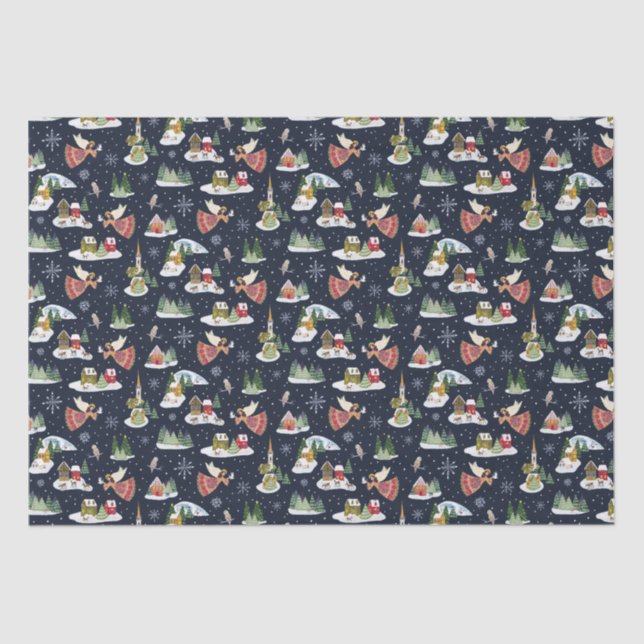 Cute angel peace on earth Christmas Tissue Paper (Front)