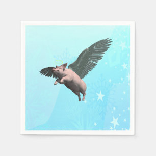 Cute Angel Pig Flying in the Sky Napkin