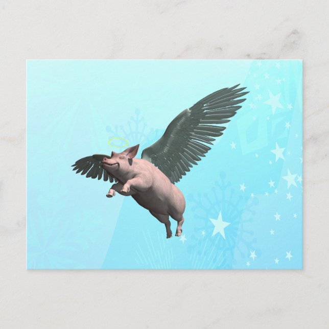 Cute Angel Pig Flying in the Sky Postcard (Front)