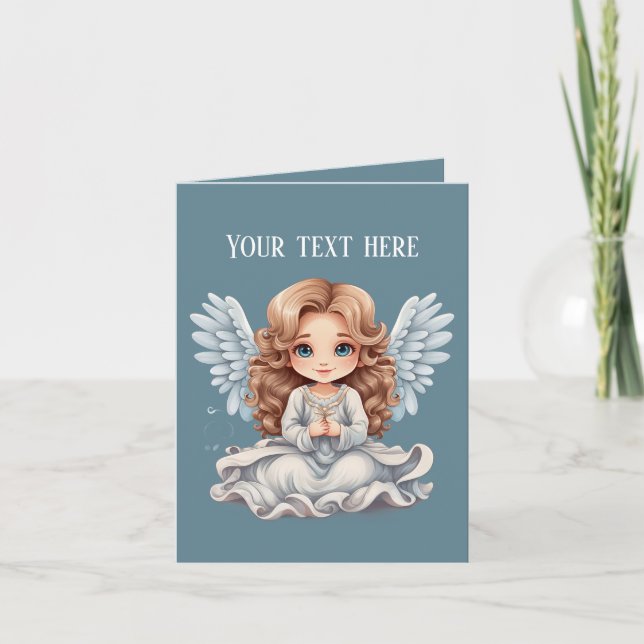 Cute Angel Religious add message  Card (Front)