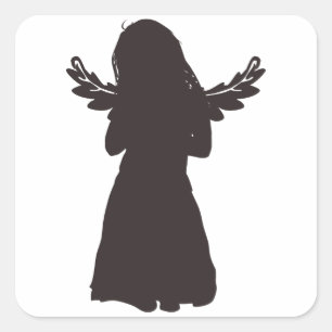Cute Angel Silhouette (choose a background color) Square Sticker