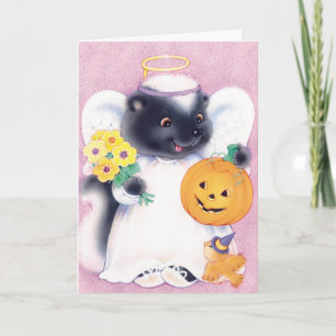 Cute angel skunk Halloween customisable card
