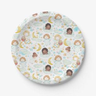 Cute Angels and Stars Watercolor Pattern Tote Bag Paper Plate
