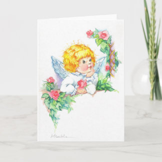 Cute Angels for Baptism or Christening Card