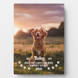 Cute Angels Have Paws Pet Photo Memorial Plaque