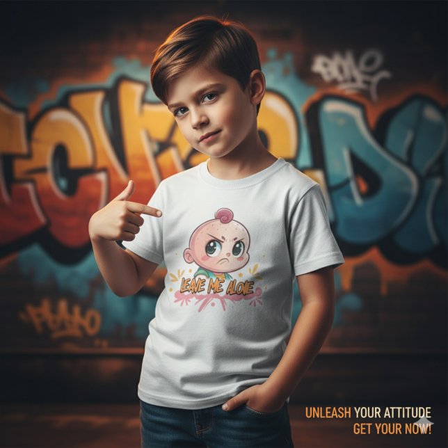 Cute Angry Baby "Leave Me Alone" Graffiti Kids T-Shirt (Cute Angry Baby "Leave Me Alone" Graffiti Kids T-Shirt)