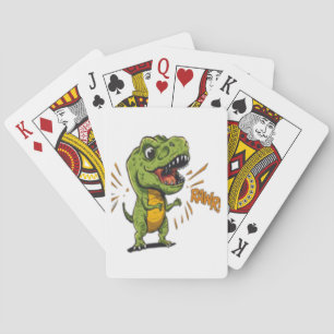 Cute Angry Baby T-Rex RAWR Cartoon Playing Cards