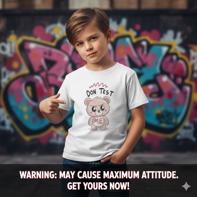 Cute Angry Bear "Don’t Test Me" Graffiti Kids T-Shirt (Cute Angry Bear "Don’t Test Me" Graffiti Kids T-Shirt)