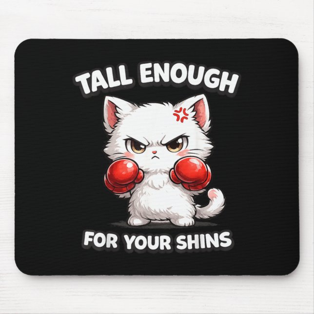 Cute Angry Cat Boxing Gloves Funny Sarcastic Mouse Mat (Front)