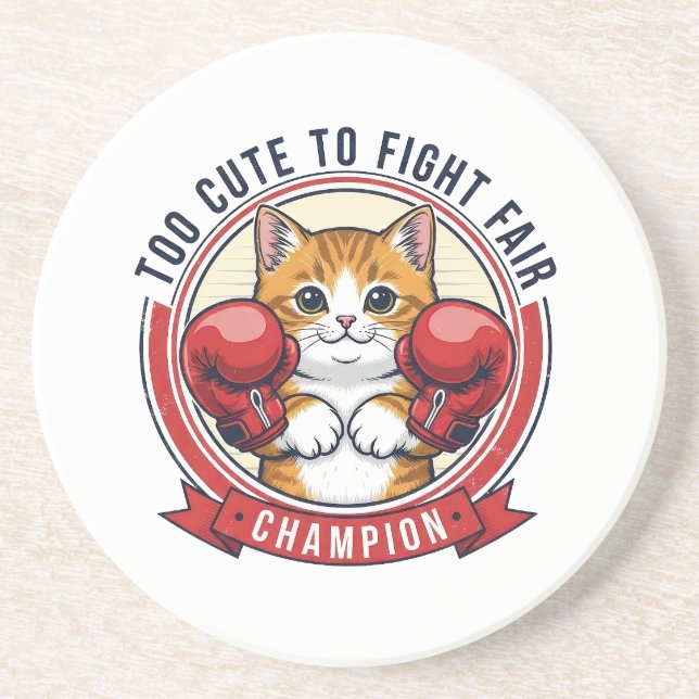 Cute Angry Cat Champion Coaster (Front)