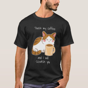 Cute Angry Cat Coffee Monday Caffeine T-Shirt