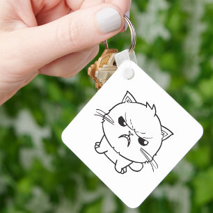 Cute angry cat hissing. key ring
