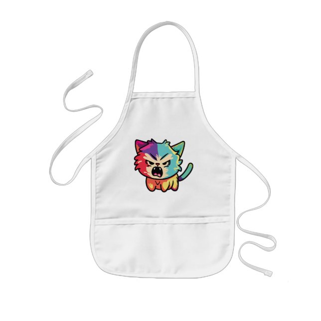 Cute angry cat hissing. kids apron (Front)