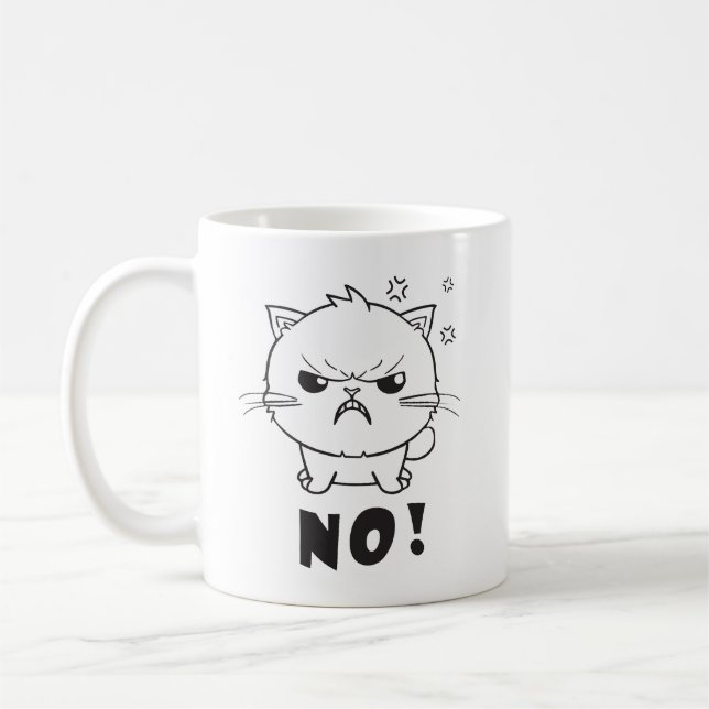 Cute angry cat hissing No. Coffee Mug (Left)