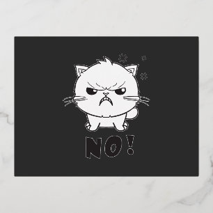 Cute angry cat hissing No. Foil Holiday Postcard