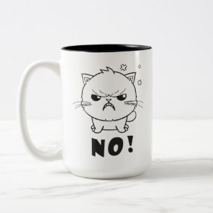 Cute angry cat hissing No. Two-Tone Coffee Mug