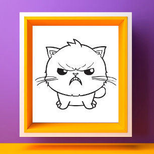 Cute angry cat hissing. photo print