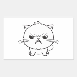 Cute angry cat hissing. rectangular sticker