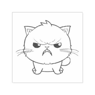 Cute angry cat hissing. self-inking stamp